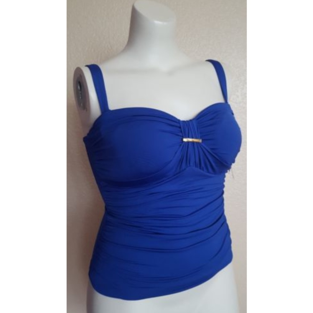 2Bamboo Tankini Bikini Bandini Swimsuit Underwire Top Size M Blue